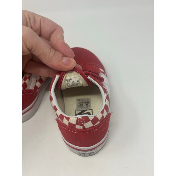 Hard to Find! Toddler Vans Old Skool Red White Checker Velcro Sneaker Size 9 - Picture 7 of 7
